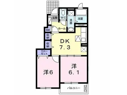 ブリーズメゾン(2DK/1階)の間取り写真