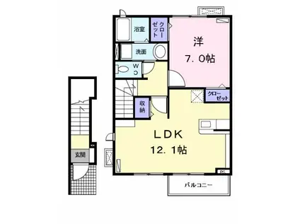 フェリーチェ (1LDK/2階)の間取り写真