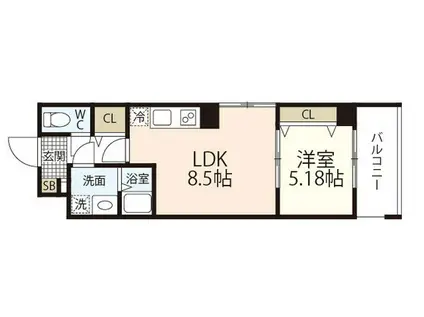 TERRACE TOKAICHI(1LDK/3階)の間取り写真