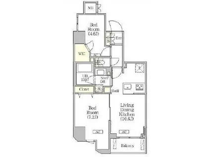 クラリティア浅草橋(2LDK/10階)の間取り写真