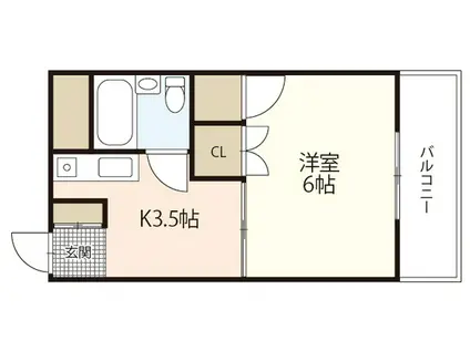 スティングハウス(1K/2階)の間取り写真