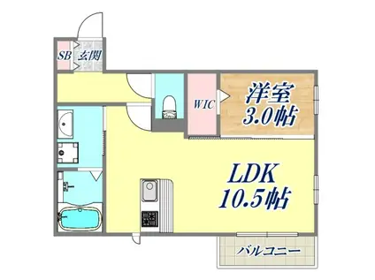 アンバーキューブ(1LDK/1階)の間取り写真