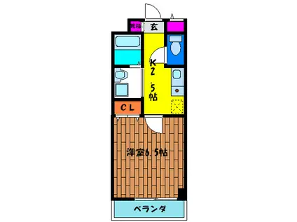 ロイヤルクィーンズパ-ク関目(1K/6階)の間取り写真