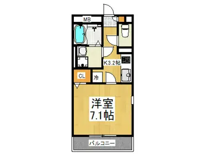 ベルシティ秋津(1K/1階)の間取り写真