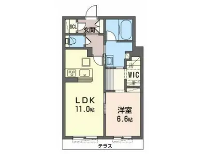 シャーメゾン リュエル八戸ノ里(1LDK/1階)の間取り写真