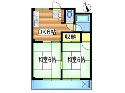 サンハイツ 100B(2DK/2階)の間取り写真