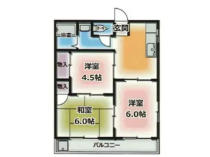 上祇園ハイツ(3DK/1階)の間取り写真