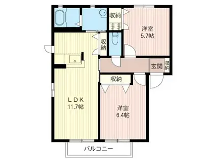 リバーパーク(2LDK/1階)の間取り写真