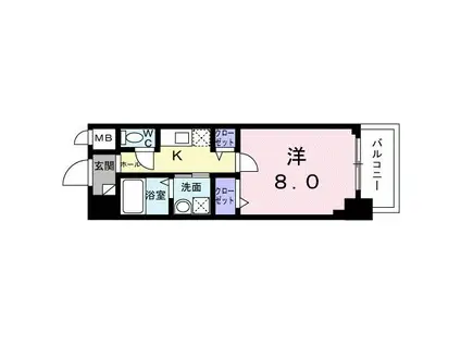 プラチナコート(1K/4階)の間取り写真