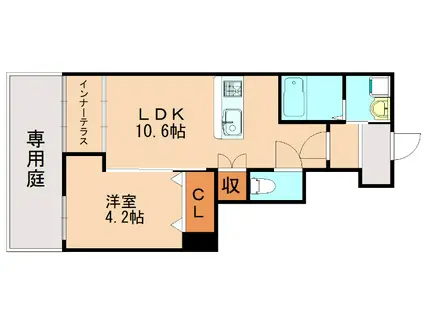 シャルマン・東鳴水(1LDK/1階)の間取り写真