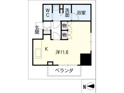 カスタリア栄(ワンルーム/12階)の間取り写真