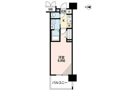 パルティール浅間町パルティールセ(1K/6階)の間取り写真