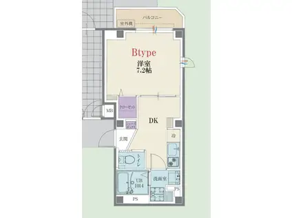 BCASA横浜セントラル(1DK/1階)の間取り写真