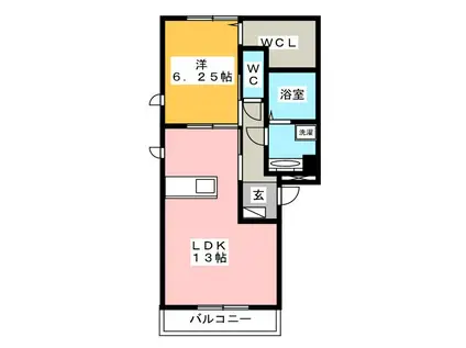 フェリーチェII(1LDK/1階)の間取り写真