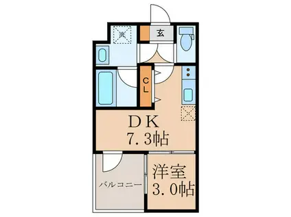 VINA山科ウエスト(1DK/1階)の間取り写真