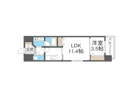 フレンシアノイエ江坂(1LDK/4階)の間取り写真