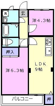 Mキューブ(2LDK/2階)の間取り写真