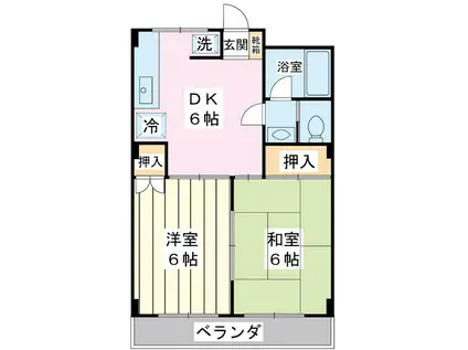 スカイマンション(2DK/3階)の間取り写真