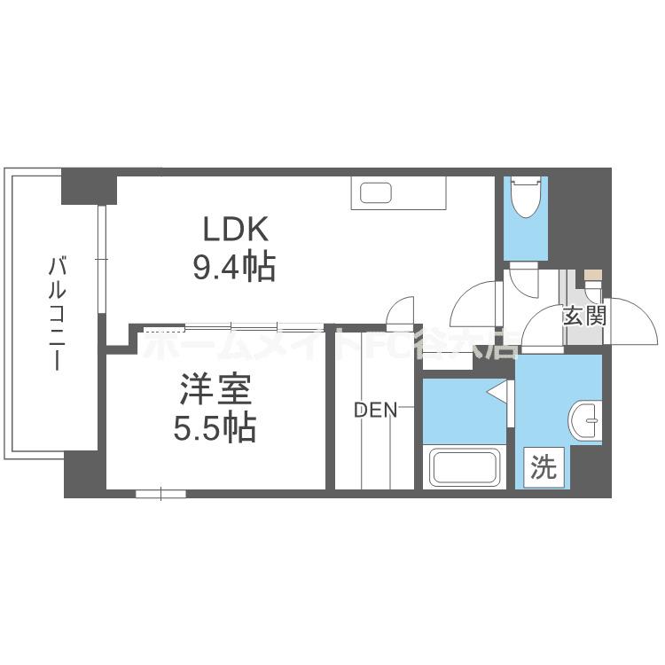 パークス堺筋本町(1SLDK/8階)の間取り写真