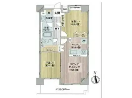 グランシティ天王洲アイル(2LDK/8階)の間取り写真