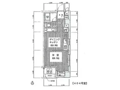 アルクス自由が丘(1DK/4階)の間取り写真