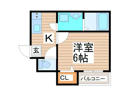AZUL保春院(1K/1階)の間取り写真