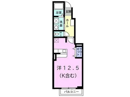 ランバー荒井XI(ワンルーム/1階)の間取り写真