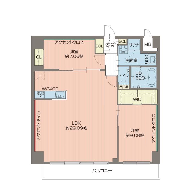 プレジオ西宮北口(2LDK/2階)の間取り写真