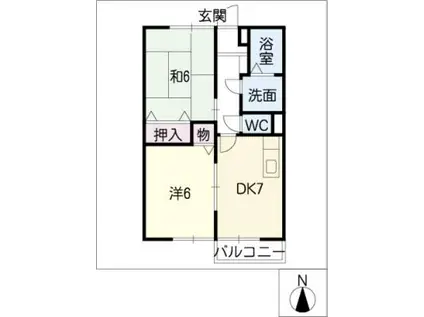 サンビレッジ A・B棟(2DK/1階)の間取り写真