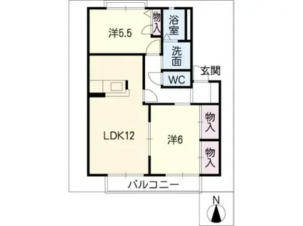 サン シールクロ A棟(2LDK/2階)の間取り写真