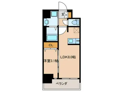 ララプレイス都島プリエ(1LDK/10階)の間取り写真