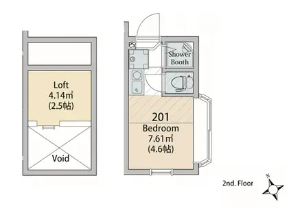 フェリスフラン(ワンルーム/2階)の間取り写真