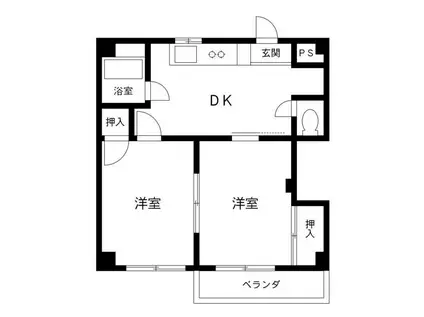 第5アベハウス(2DK/1階)の間取り写真