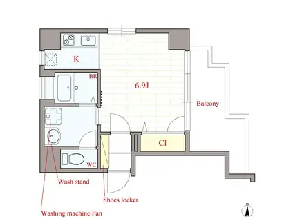 シャトーナンバリブレ(1K/8階)の間取り写真