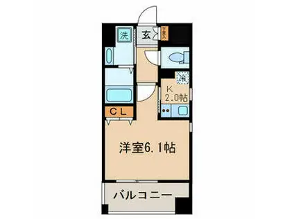 レジデンシア カルマール(1K/4階)の間取り写真