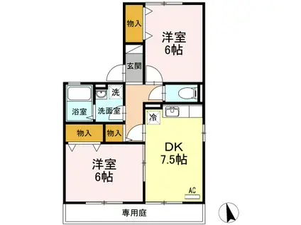 プロミネンス(2DK/1階)の間取り写真