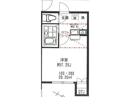 ベルトリー沼袋(1K/1階)の間取り写真