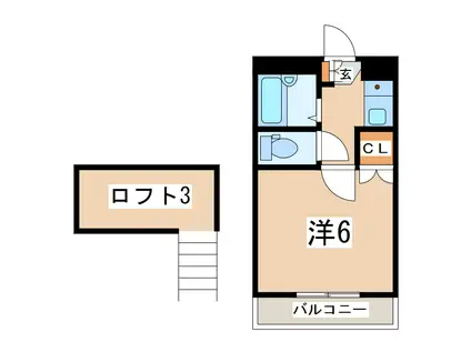 KUROKAMIIIレジデンス(1K/2階)の間取り写真