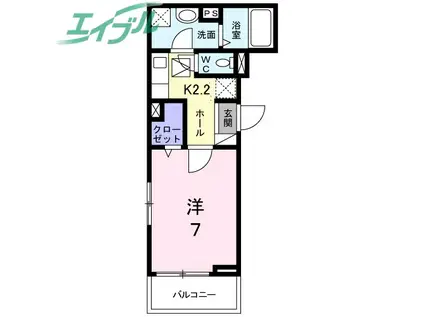 アベニール九の城(1K/3階)の間取り写真