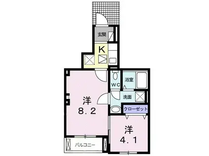 グランドソレーユ(1SK/1階)の間取り写真