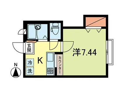 サットンプレイス・ラフィネ(1K/2階)の間取り写真