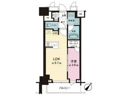 ザ・パークワンズ日本橋人形町(1LDK/7階)の間取り写真