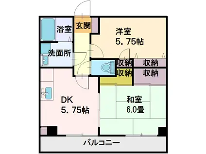 アルスールふじみ野(2DK/1階)の間取り写真
