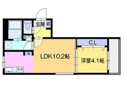 サンスクリットレジデンス 北大前(1LDK/4階)の間取り写真