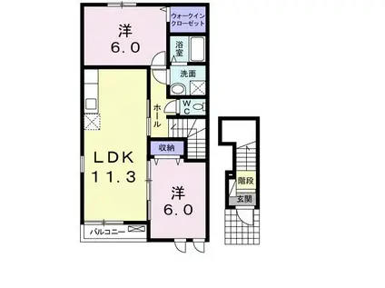 プリムローズB(2LDK/2階)の間取り写真