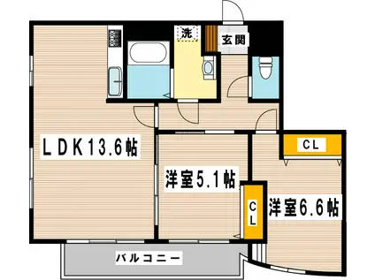 MDIロイヤルレジデンス大手町(2LDK/6階)の間取り写真