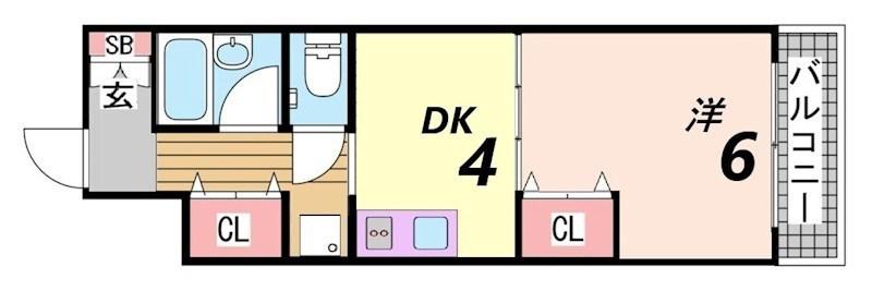 グローリー元町(1DK/8階)の間取り写真