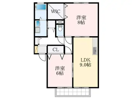 ガーデンハウス明正B(2LDK/2階)の間取り写真