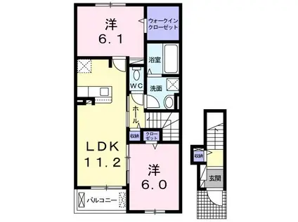 メゾン ソレイユ N(2LDK/2階)の間取り写真
