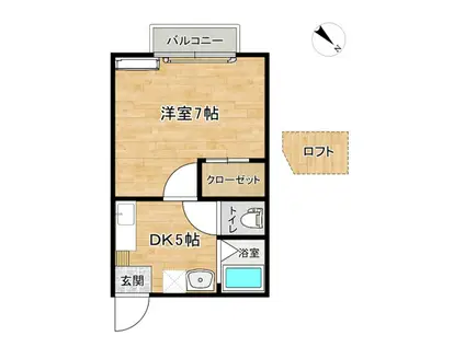 勝海オータム(1DK/2階)の間取り写真